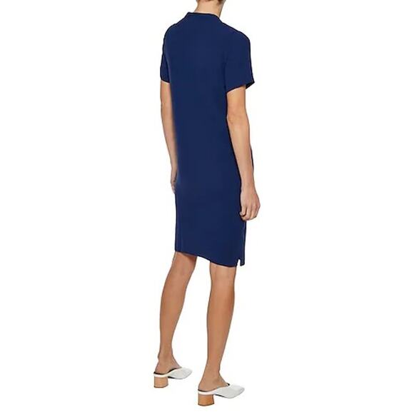 Iris & Ink Navy V-Neck Shift Dress Size 12 Work Office Career Dress - Picture 2 of 13